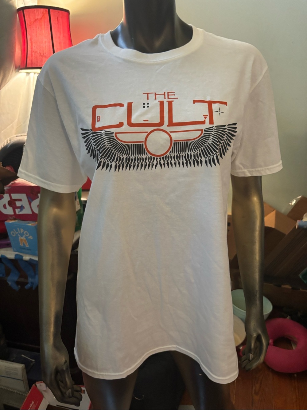 White Graphic concert t shirt of the rock band “the cult”.